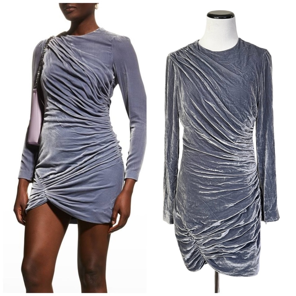 CINQ À SEPT Rebeka Gathered Velvet Mini Dress womens size 4 - Picture 1 of 11